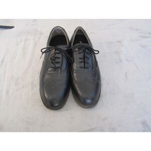 Grabbers Mens Black Leather Wingtip Oxford Slip Resistant Work Dress Shoes